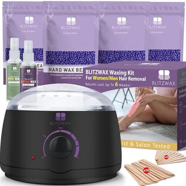 BLITZWAX Brazilian and Bikini Waxing Kit for Women, Hard Wax Warmer for Face, Legs, and Body, At Home Hair Removal Kit, Beginner Friendly, Quick Heating, 28 Accessories - Image 1