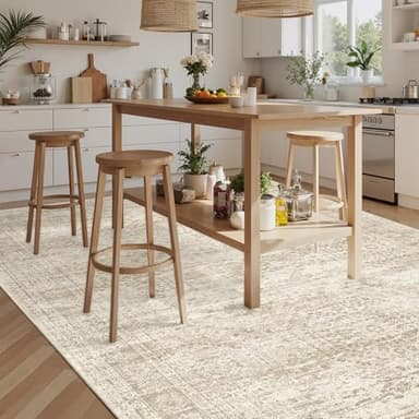 Soalmost Washable Area Rug 8x10, Large Soft Rugs for Living Room Vintage Beige Carpet 8x10 Area Rugs for Bedroom Dining Room Non-Slip Stain Resistant Under Table Rug - Image 7