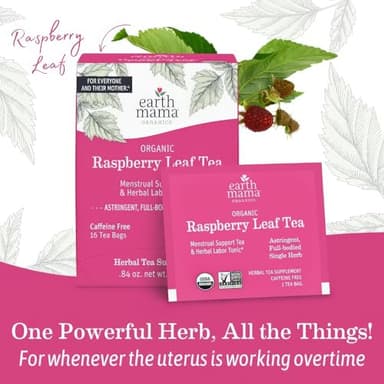 Earth Mama Organic Raspberry Leaf Tea Bags | Labor Tonic & Menstrual Support Herbal Tea, Red Raspberry Leaf Tea for Pregnancy & Postpartum Care Recovery, Caffeine Free Tea, Non GMO, (16 Teabags, 3-Pk) - Image 6