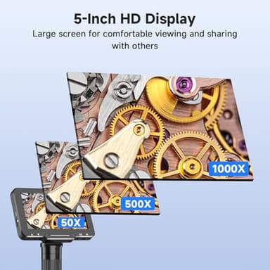 Aikokkl Digital Microscope 1000X 5 Screen, Professional Soldering Microscope Flex Stand, 1080P Type-C Electronics Repair, 8 LED Ring Light, 32GB SD - Image 4