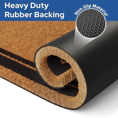 Barnyard Designs Natural Coco Coir Heavy Duty Backing Doormat - Large Cute Non-Slip Front Door Welcome Mat for Outside Entrance or Porch Entry, Brown (17x30, Border) - Image 5