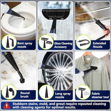 Steam Cleaner, Pressurized Handheld Steam Cleaner for Home with 12pcs Accessories & Safety Lock, Multi-Surface & Powerful Home Use Steamer for Cleaning, Car, Bathroom, Shower, Window, Grime, Grease - Image 3