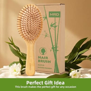 MRD Hair brush, Natural Bamboo Paddle Detangling Hairbrush, Massage Scalp Thick/Thin/Curly/Dry Hair For Women & Men - Image 6