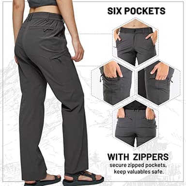 MIER Women's Quick Dry Cargo Pants Lightweight Tactical Hiking Pants with 6 Pockets, Stretchy and Water-Resistant, Graphite Grey, 6 - Image 4