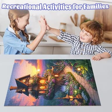 TangMosaic Puzzles for Adults 1000 Pieces, Jigsaw Puzzles Challenging Night Game, Fairytale House Puzzles Interlock Perfectly No Dust for House Decoration, Birthday Party Holiday Toy for Parents Kids - Image 6