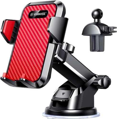 VANMASS 【2025 Strongest & Military-Grade Car Phone Mount 【Patent & Safety】 Ultimate Cell Phone Holder Best Handsfree Stand for Dash Windshield Vent for iPhone 16 Pro Max 15 14 Android & Truck, Red - Image 1