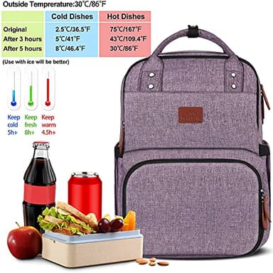 MATEIN Laptop Backpack with Lunch Box, Insulated Women Backpacks with Cooler Compartment, 15.6 inch Water Resistent Tote Food Bag with USB Charging Port for College Beach Camping Picnics Hiking - Image 2