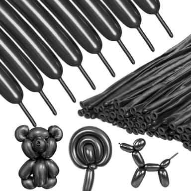 ZBYDNG Metallic Black Long Balloons Premium 260 Twisting Animals Magic Balloons for Birthday Kids Wedding Party Supply 100pcs - Image 1