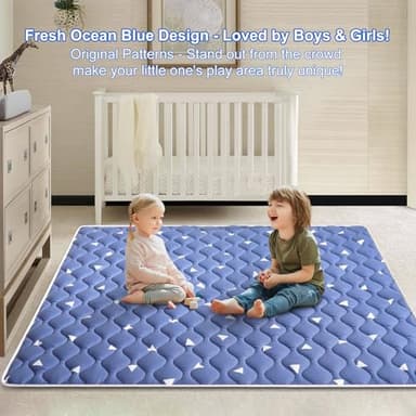 Baby Play Mat, 59x59 Inch Thicker and Larger Non-Slip Cushioning Foam Playmats for Babies,Toddlers, Infants, Play & Tummy Time, Foldable and Machine Washable Baby Mat for Floor - Image 7