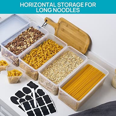 Vtopmart Airtight Food Storage Containers with Lids 8PCS Set 3.2L, Plastic Spaghetti Container for Pasta organizer, BPA Free Air Tight House Kitchen Pantry Organization - Image 6