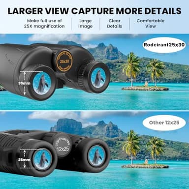 25x30 Professional Large Eyepiece Binoculars for Adults - Complete Kit with Phone Adapter, Tripod Adapter, Waterproof and Compact for Outdoor Adventures - Image 3