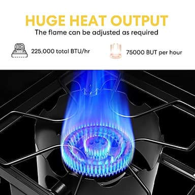 VIVOHOME 225,000 BTU Outdoor 3-Burner Propane Gas Stove, Heavy-Duty Camping Cooker with Detachable Legs Stand, Ideal for Backyard, Camping, and Outdoor Cooking - Image 5