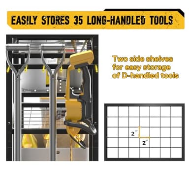 SOYEEZE Garden Tool Organizer, Yard Tool Rack for Garage Organization and Storage, Garden Tool Holder, Up to 35 Tools/Rakes/Brooms/shovel for Shed, Workshop, Outdoor, Black - Image 2
