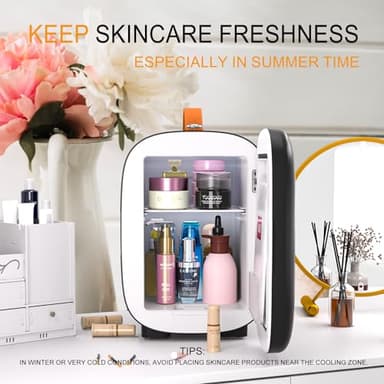 Hansburg Mini Fridge for Bedroom Skincare Cooler & Warmer Portable Small Refrigerator 4 Liter/6 can with 12v AC/DC/USB Option for Food, Drinks, Makeup, Dorm, Office and Car - Image 3