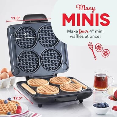 DASH Multi Mini Waffle Maker - Four 4” Waffle Molds, Nonstick Waffle Iron with Quick Heat-Up, Nonstick Surface - Perfect Mini Waffle Maker for Kids and Families, Just Add Batter - Image 2