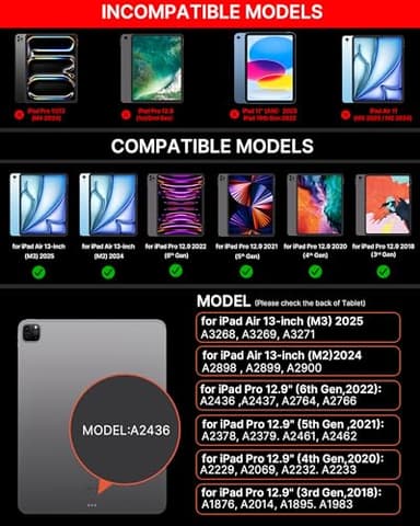 typecase Keyboard Case for iPad Air 13(M3 2025 / M2 2024) and iPad Pro 12.9 (6th, 5th, 4th, 3rd Gen),Magic Keyboard for iPad Pro 12.9,Keyboard Case with Multi-Touch Trackpad, 11 Colors Backlight,Black - Image 2