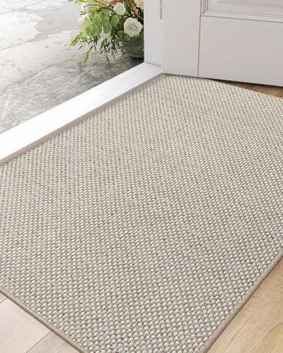 DEXI Door Mat Inside Entrance 24x36, Ultra Non Slip Rubber Backed Dirt Trapper, Low Profile Thin Welcome Doormat, Absorbent Easy Clean Entry Mats for Entryway, Patio, Beige - Image 1