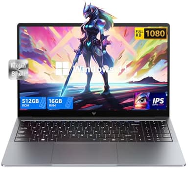 KAIGERR Laptop, 2025 Laptop with Intel Quad-Core Processor(Up to 3.6GHz), 16GB DDR4 512GB SSD Laptop Computer, Windows 11 Laptop, 15.6" IPS 1080P, Metal Shell, USB3.2, Long Battery Life - Image 1
