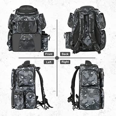 X Strike Fishing Tackle Backpack, 48L Large Fishing Bag with Rod Holders, 4 Tackle Box and Protective Rain Cover, Waterproof Tackle Storage Bag for Fishing, Camping, Hiking, Hunting. - Image 5