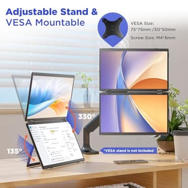 Maxfree Laptop Screen Extender, 15.6'' FHD 1080P Dual Portable Monitor with USB C, HDMI, Plug & Play, VESA Mountable, Lightweight, Dual Monitor for Laptop Windows Mac(M1/M2/M3 chip) Android Ps4 Switch - Image 8