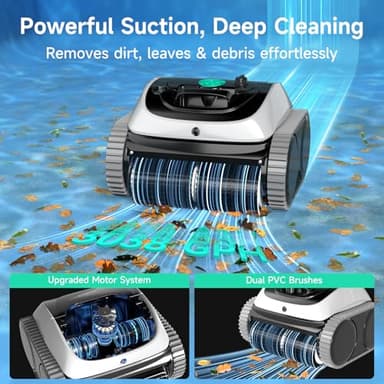 WYBOT C1 Robotic Pool Vacuum for Inground Pools, 150min Runtime Cordless Pool Cleaner up to 1,614Sq.ft, Wall & Waterline Cleaning, 4-in-1 Smart Navigation, App Support - Image 4