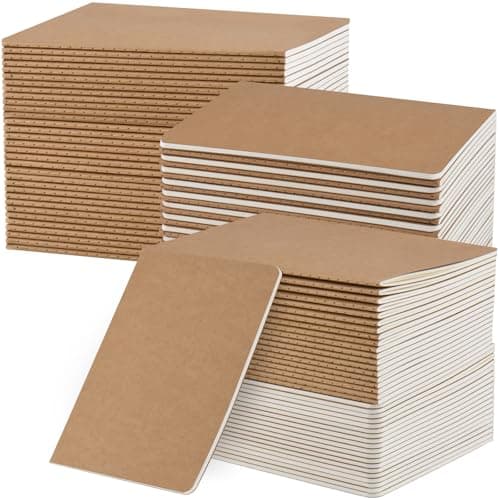 ZCZN 100 Pack A5 Kraft Notebooks Bulk, 8.15x5.5 Inches Blank Journaling Notebooks, Notebooks for Work, Composition Notebooks for School, Journal notebooks for kids, 60 Pages - Image 1