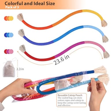 Retro Shaw Cat Toys Chew Rope, 3Pcs Catnip Kitten Toys for Indoor Cats Kitty, Safe Kitten Teething Chew Toy Cat Nip Kicker String for All Breeds 23.6 Inches - Image 5