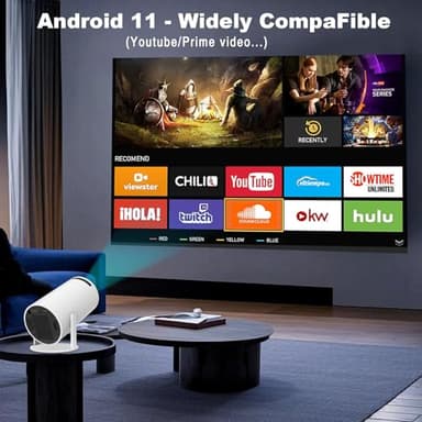 Mini Projector, HY300 PRO Portable Projector, Support 4K 1080P with Dual-Band WIFI6 5G Wireless 5.0 Bluetooth Android 11, 180° Rotatable, Auto Keystone Correction, 35"-130" Screen Video Projector - Image 2