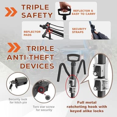 HYPERAX Volt 2 - E Bike Hitch Mounted Platform Style 2 Bikes Carrier for Car, SUV, Trucks, Sedan, Tilting e-Bike Rack for Hitch Fits Up to 2 X 70 lbs Bike with Up to 5" TIRE - NO RV USE! - Image 4