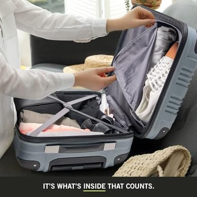 Kenneth Cole REACTION Out of Bounds Lightweight Hardshell 4-Wheel Spinner Luggage, Granite Blue, 28-Inch Checked - Image 5