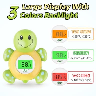 Baby Bath Thermometer, Digital Water Temperature Thermometers with 3 Color Backlit and Temperature Warning, Safety Bath Tube Thermometers Floating Toy for Infant, Toddler - Image 2