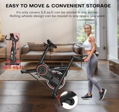 Exercise Bike, Adjustable Magnetic Resistance Stationary Bikes for Home with App Compatible, Quiet Indoor Cycling Bike with 350lbs Weight Capacity Comfortable Seat, Digital Monitor & Phone Mount - Image 9