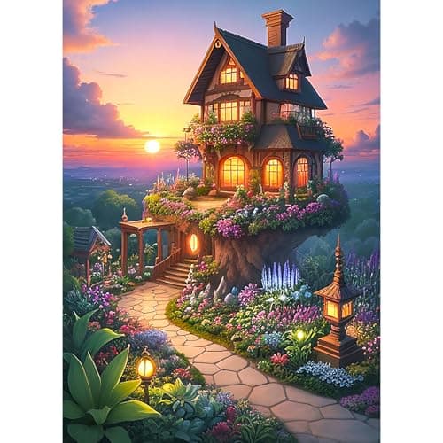 TangMosaic Puzzles for Adults 1000 Pieces, Jigsaw Puzzles Challenging Night Game, Fairytale House Puzzles Interlock Perfectly No Dust for House Decoration, Birthday Party Holiday Toy for Parents Kids - Image 1