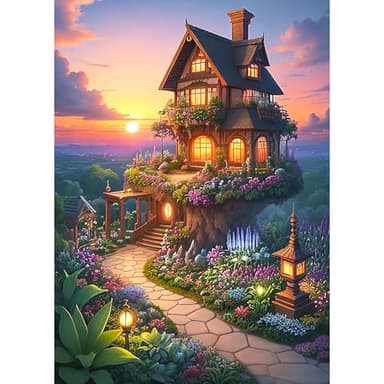 TangMosaic Puzzles for Adults 1000 Pieces, Jigsaw Puzzles Challenging Night Game, Fairytale House Puzzles Interlock Perfectly No Dust for House Decoration, Birthday Party Holiday Toy for Parents Kids - Image 1