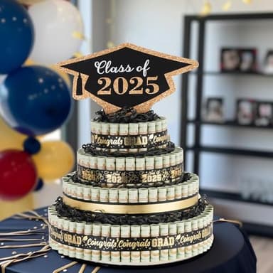2025 Graduation Gifts for Her/Him- 4 Tier Graduation Cake Filled with Cash Money, Graduation Decorations Class of 2025 Graduation Centerpieces 2025, Money Gift Ideas for Boys Girls High School College - Image 8