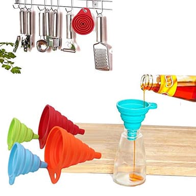 KongNai Kitchen Funnel Set 4 Pack, Small and Large, Kitchen Gadgets Accessories Foldable Silicone Collapsible Funnels for Filling Water Bottle Liquid Transfer Food Grade - Image 7