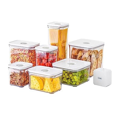 VAKUEN Premium Airtight Food Storage Containers Mega 8P/Set. Total 46.11cup, 7pcs Container and Vacuum Sealer. Smart One-Click Seal Lid, Patented Double Silicone Lining, 100% Leak Proof, BPA-FREE - Image 1