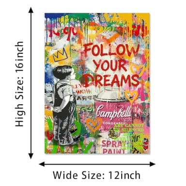Novatique Graffiti Wall Art Banksy Canvas Wall Art Street Art Canvas Print Modern Pop Art Wall Decor Graffiti Poster Artwork for Living Room Bedroom, 12 x 16inch - Image 5