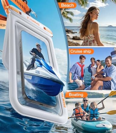 TORRAS IP68 Waterproof Phone Pouch Double Space, Floating Waterproof Phone Case with Lanyard for iPhone 17 Pro Max 16 15 14 S25 S24, Phone Dry Bag Vacation Cruise Ship Travel Essentials 7.0'', White - Image 9