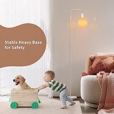 ONEWISH Floor Lamp for Living Room - Minimalist Standing Lamp with Modern LED Bulb, White Frosted Globe Glass 6", 1800K Warm Ambiant Lighting Decorative Tall Lamp for Bedroom Dorm - Image 4