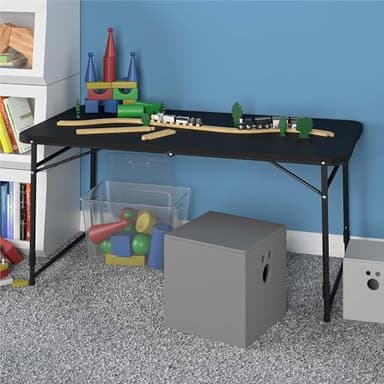 COSCO 4 ft. Fold-in-Half Adjustable Height Indoor/Outdoor Utility Table, Black - Image 2