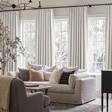 Neutral 10 ft Blackout Curtains 120 Inches Long,Linen Elegant Villa Cottage Floor Length Tall Window Curtains for Sliding Door 2 Panels Privacy Room Divider Drapes for Living Room (Pinch Pleated) - Image 8