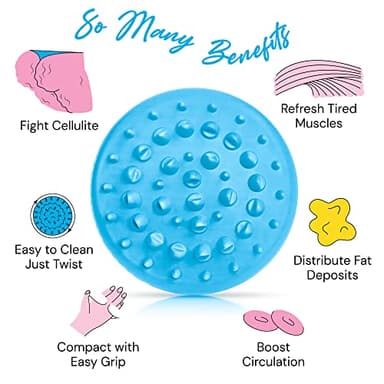 Scala Silicone Anti Cellulite Massager, Body Shower Scrubber, Cellulite Remover - Improve Circulation, Distribute Fat Deposits, Body Massager, Exfoliator, Fat Roller Use with Creams and Oils, Aqua - Image 3
