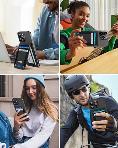 For Magsafe Wallet Stand, Strongest Magnetic Wallet for iPhone 17/16/15/14/13 Series, for iPhone Walle t with Adjustable Stand, ID Window, 4 Card Slot, Hold 10 Card, VeganLeather, RFID Blocking, Black - Image 9