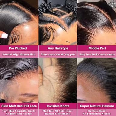 LEFGODY 30 Inch Body Wave Lace Front Wigs Human Hair 200 Density 12a Grade 100% Virgin Human Hair Wigs for Black Women 13x6 Hd Transparent Lace Pre Plucked Natural Black - Image 5