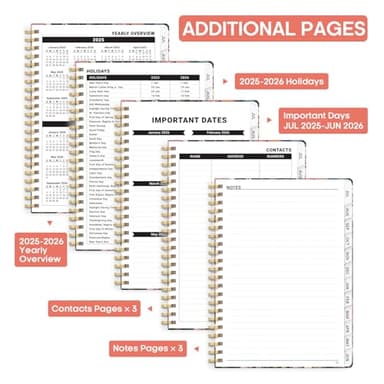 Academic Planner 2025-2026, Weekly and Monthly Calendar Planner Book, July 2025 – June 2026, Hardcover Organizer with Tabs, Perfect for Teachers, Students, Women & Men, A5 (6.4" x 8.5") - Flower - Image 4