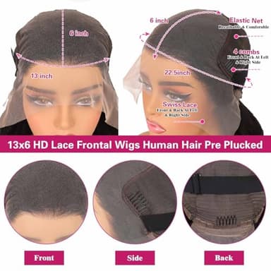 LEFGODY 30 Inch Body Wave Lace Front Wigs Human Hair 200 Density 12a Grade 100% Virgin Human Hair Wigs for Black Women 13x6 Hd Transparent Lace Pre Plucked Natural Black - Image 4
