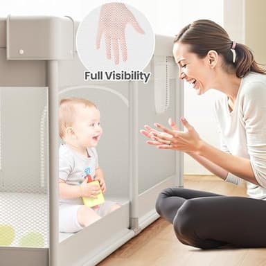 ZEEBABA Extra Large Baby Playpen - 69×59in Playpen for Babies and Toddlers, Play Pen with Gate, Play Yard Baby Fence Play Area Zone Indoor, Sturdy Kids Play Pin - Image 5