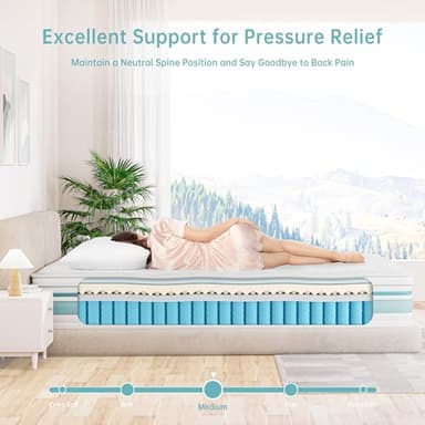 TeQsli Queen Mattress 12 inch Hybrid Mattress with Gel Memory Foam Innerspring Mattress in a Box for Pressure Relief & Cooling Sleep Queen Size Mattress, 100 Nights Trial - Image 3