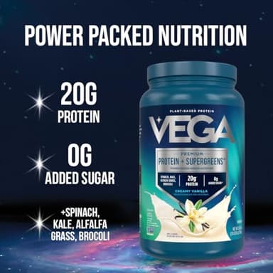 Vega Protein + Supergreens - 20g Plant-Based Protein, Chocolate, 25 Servings, Real Greens & Veggies, Vegan Keto, 0g Added Sugar, Non-GMO, Gluten Free, Dairy Free, 1.8lbs (Packaging May Vary) - Image 3